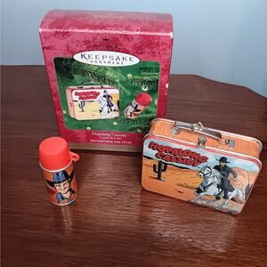 🎄2 for $10 Hallmark Hopalong Cassidy Lunch Box with Thermos (2 Ornaments) EUC